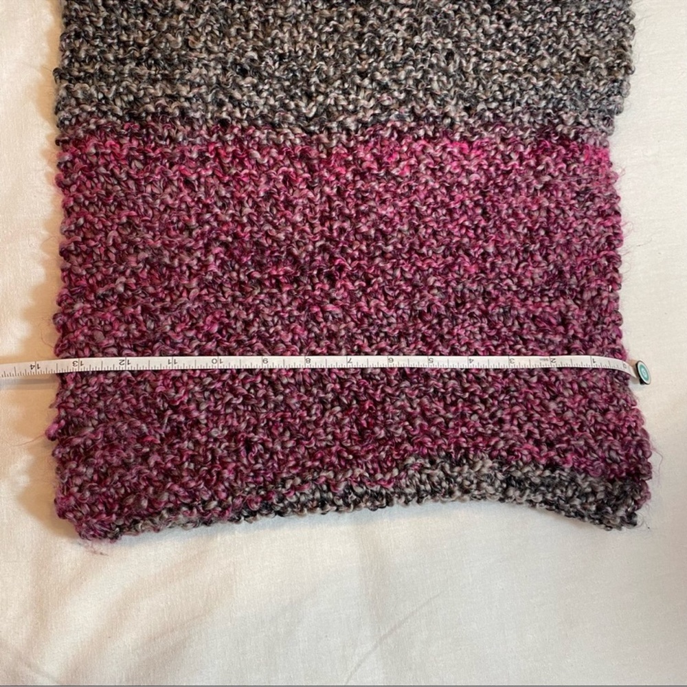 Hand Knit Infinity Scarf in Purple/Grey/Pink - Picture 7 of 8